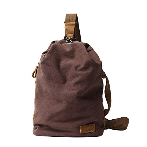 Neuleben Vintage Sling Rucksack Schulterrucksack Canvas Daypack Brusttasche Retro Schultertasche Klein Damen Herren für Reise Outdoor Sport Freizeit (Kaffee) von Neuleben