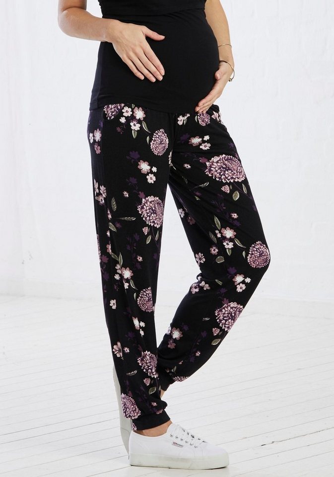 Neun Monate Umstandshose Haremshose für Schwangerschaft und Stillzeit, in bequemer Passform und mit Blumenmuster von Neun Monate