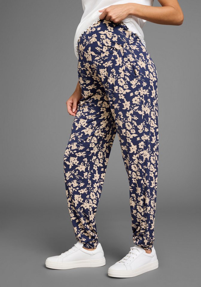 Neun Monate Umstandshose Haremshose für Schwangerschaft und Stillzeit, in bequemer Passform und mit Blumenmuster von Neun Monate