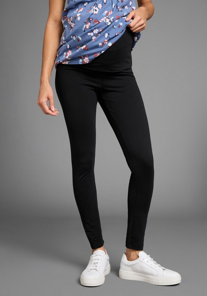 Neun Monate Umstandsleggings, Hose mit extrabreitem Umschlag, 2in1 Optik Für Schwangerschaft und Stillzeit von Neun Monate