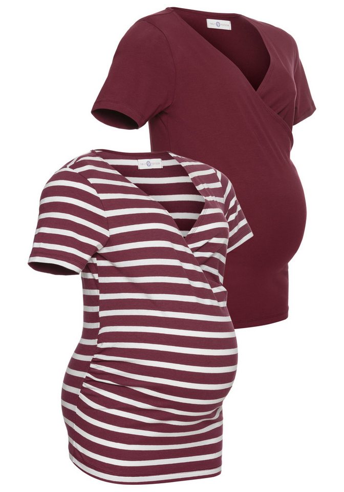 Neun Monate Umstandsshirt, 2er Pack T-Shirts für Schwangerschaft und Stillzeit (Packung, 2-tlg., 2), für bequemes Stillen von Neun Monate