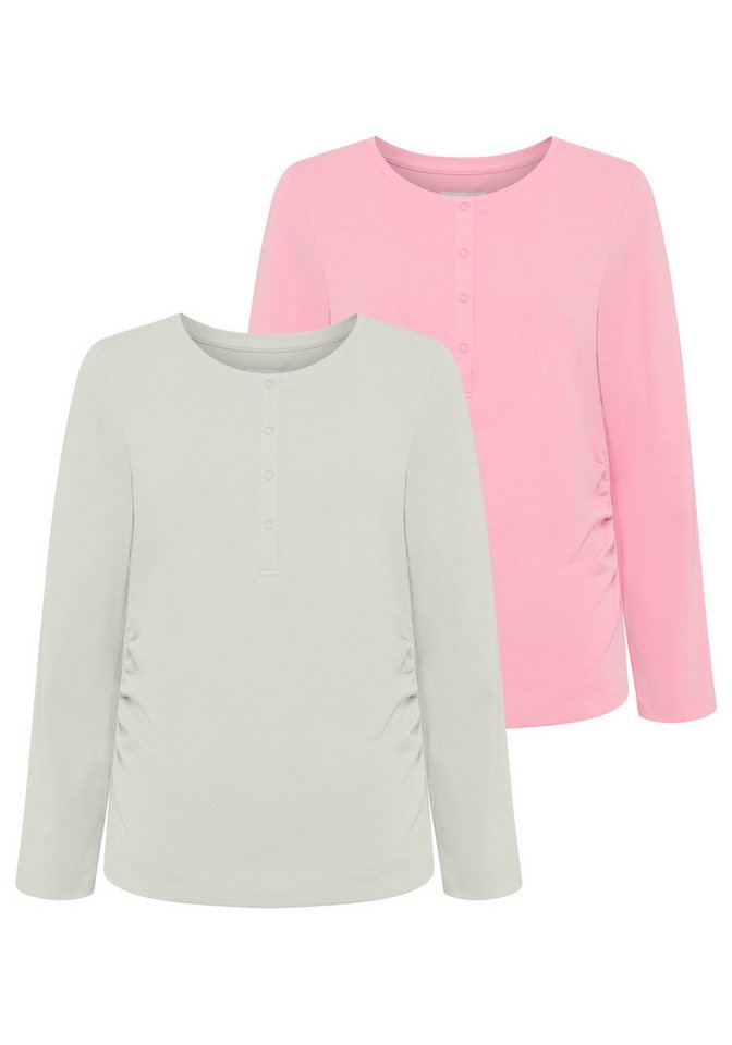 Neun Monate Umstandsshirt 2er Pack Stillshirts mit praktischem Ausschnitt (2-tlg) 2er Pack Umstands-Shirt für Schwangerschaft und Stillzeit von Neun Monate