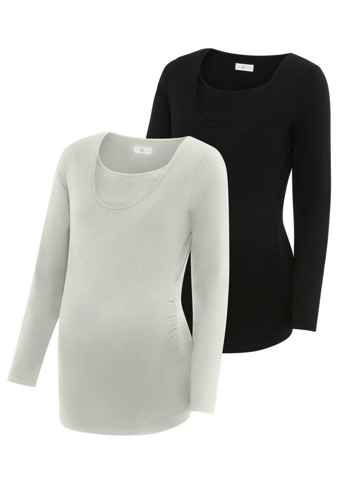 Neun Monate Umstandsshirt 2er Pack Stillshirts mit praktischem Ausschnitt (Packung, 2-tlg) 2er Pack Umstands-Shirt für Schwangerschaft und Stillzeit von Neun Monate