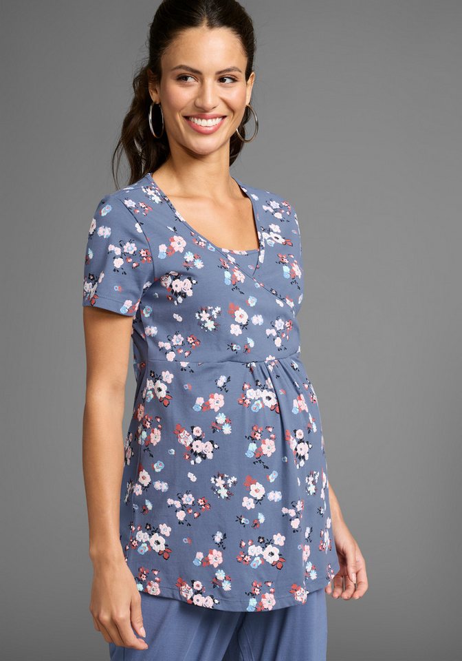 Neun Monate Umstandsshirt Schwangerschafts- und Stillshirt in Wickeloptik Wickelshirt für Schwangerschaft und Stillzeit von Neun Monate