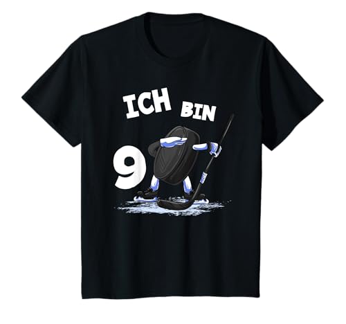 Kinder Ich bin 9 Jahre Eishockey Puck 9. Geburtstag T-Shirt von Neunter Geburtstag Junge Mädchen Geschenke