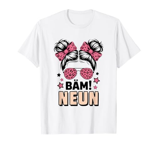 9. Geburtstag Mädchen Messy Bun Bäm! Neun Jahre Alt T-Shirt von Neunter Geburtstag & 9. Geburtstag Design