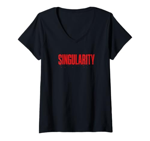 Damen Singularity Glitch Futuristische Künstliche Intelligenz T-Shirt mit V-Ausschnitt von Neural Threads Coders