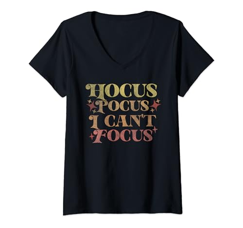Damen Lustige ADHS I can't focus Neurodivergent Motivationssprüche T-Shirt mit V-Ausschnitt Damen Lustige ADHS I can't focus Neurodivergent Motivationssprüche T-Shirt mit V-Ausschnitt von Neurodivergent adhd gifts idea