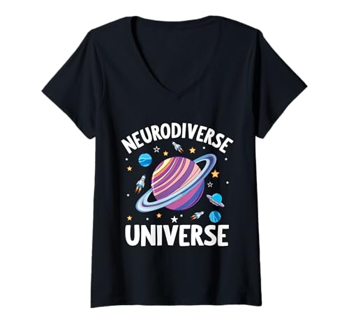 Damen Neurodiversität Neurodivers T-Shirt mit V-Ausschnitt Damen Neurodiversität Neurodivers T-Shirt mit V-Ausschnitt von Neurodiversität Autismus Spektrum ADHS