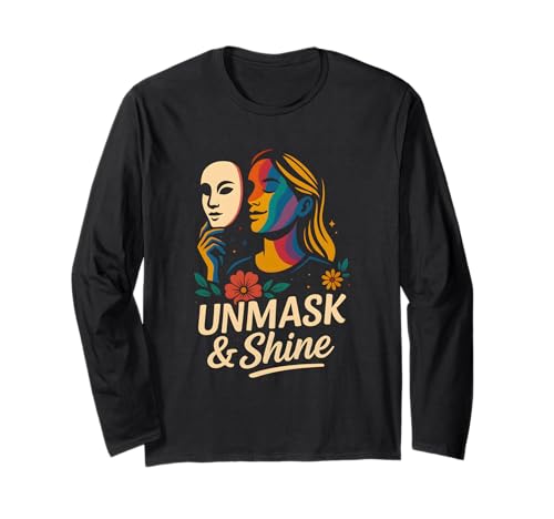 Unmask and Shine Neurodiversity ADHS Girl Autism Awareness Langarmshirt Unmask and Shine Neurodiversity ADHS Girl Autism Awareness Langarmshirt von Neurodiversity Autism Pride Apparel for Women