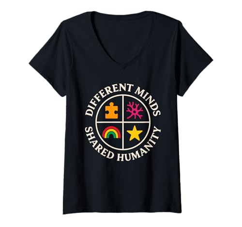 Damen Neurodivergent Pride ADHS Autismus Akzeptanz anderes Geschenk T-Shirt mit V-Ausschnitt Damen Neurodivergent Pride ADHS Autismus Akzeptanz anderes Geschenk T-Shirt mit V-Ausschnitt von Neurodiversity Club Mental Health Pride Brain