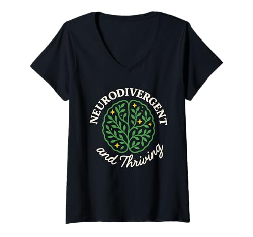 Damen Neurodivergent Pride ADHS Autismus Akzeptanz anderes Geschenk T-Shirt mit V-Ausschnitt Damen Neurodivergent Pride ADHS Autismus Akzeptanz anderes Geschenk T-Shirt mit V-Ausschnitt von Neurodiversity Club Mental Health Pride Brain