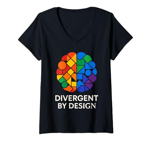 Damen Neurodivergent Pride ADHS Autismus Akzeptanz anderes Geschenk T-Shirt mit V-Ausschnitt Damen Neurodivergent Pride ADHS Autismus Akzeptanz anderes Geschenk T-Shirt mit V-Ausschnitt von Neurodiversity Club Mental Health Pride Brain
