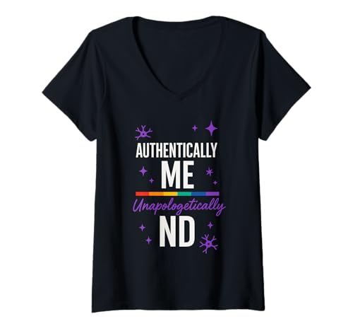 Damen Neurodivergent Pride ADHS Autismus Akzeptanz anderes Geschenk T-Shirt mit V-Ausschnitt Damen Neurodivergent Pride ADHS Autismus Akzeptanz anderes Geschenk T-Shirt mit V-Ausschnitt von Neurodiversity Club Mental Health Pride Brain