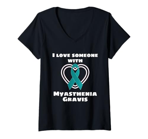 Damen Ich Liebe jemanden mit MG Myasthenia Support Awareness T-Shirt mit V-Ausschnitt Damen Ich Liebe jemanden mit MG Myasthenia Support Awareness T-Shirt mit V-Ausschnitt von Neurological Condition Advocate Caregiver