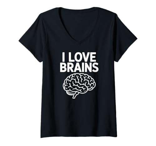 Damen Ich Liebe Gehirne, intellektuellen Humor T-Shirt mit V-Ausschnitt Damen Ich Liebe Gehirne, intellektuellen Humor T-Shirt mit V-Ausschnitt von Neuroscience Enthusiasts Unite