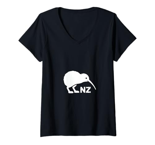 Damen NZ Kiwi Neuseeland Aotearoa Symbol Reise Natur T-Shirt mit V-Ausschnitt Damen NZ Kiwi Neuseeland Aotearoa Symbol Reise Natur T-Shirt mit V-Ausschnitt von Neuseeland Kiwi NZ Symbol Aotearoa Natur