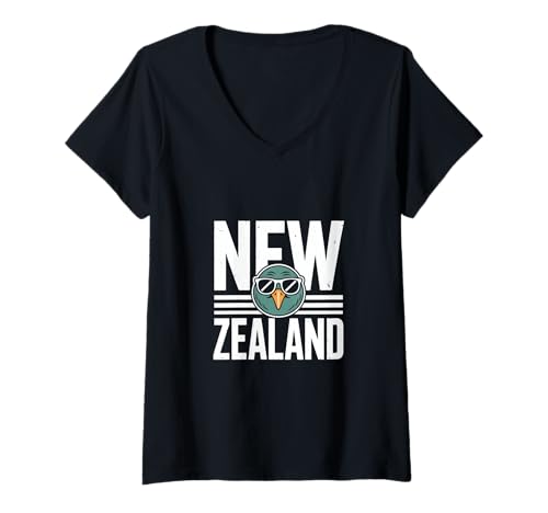 Damen New Zealand Kiwi Vogel Retro Aotearoa Urlaub T-Shirt mit V-Ausschnitt Damen New Zealand Kiwi Vogel Retro Aotearoa Urlaub T-Shirt mit V-Ausschnitt von Neuseeland Kiwi Vogel Aotearoa Retro Reise