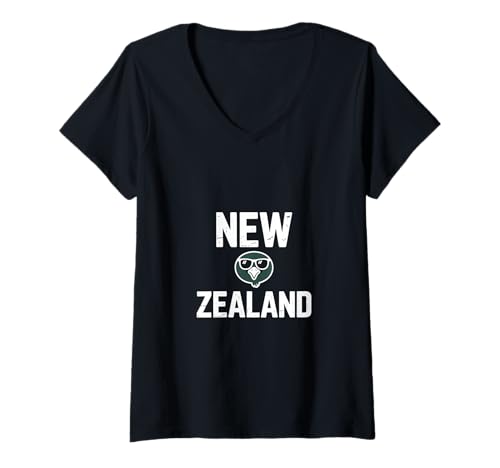 Damen New Zealand Kiwi Vogel Sonnenbrille Neuseeland T-Shirt mit V-Ausschnitt von Neuseeland Kiwi Vogel Sonnenbrille Aotearoa Reise
