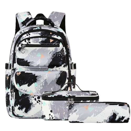 Neusky Schulrucksack Schulranzen Schultasche Sports Rucksack Freizeitrucksack Daypacks Backpack für Mädchen & Kinder Jugendliche mit der Großen Kapazität (Schwarz Tarnung) von Neusky