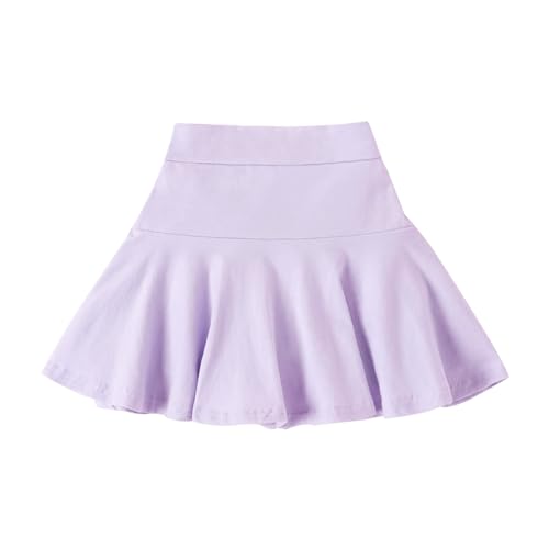 Neutocd Kleinkind Baby Mädchen Röcke Skorts Elastische Mädchen Faltenröcke Kinder Casual Stretch Taille Skater Skort Eingebaute Shorts, Flieder, 3-4 Jahre von Neutocd