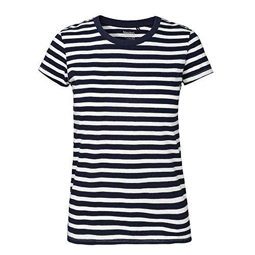Neutral Ladies Fitted T-Shirt, Größe:M, Farbe:White - Navy (Striped) von Neutral