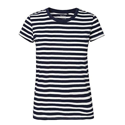 Neutral Mens Fitted T-Shirt, Größe:L, Farbe:White - Navy (Striped) von Neutral