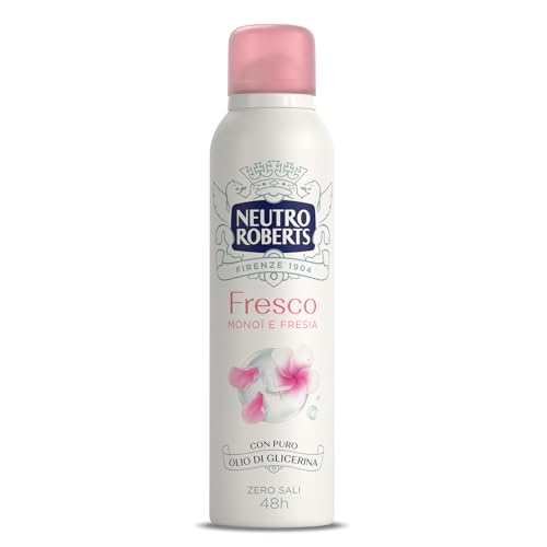 Neutro Roberts, Deodorant Spray Frisch Rose, Monoi und Freesie, keine Aluminiumsalze, keine Flecken, mit reinem Glycerinöl, Deodorant für Damen und Herren, dermatologisch getestet, 150 ml, 48h von Neutro Roberts