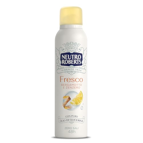 Neutro Roberts, Deodorant Spray frisches Gelb, Bergamotte und Ingwer, keine Aluminiumsalze, keine Flecken, mit reinem Glycerinöl, Deodorant für Damen und Herren, dermatologisch getestet, 150 ml, 48h von Neutro Roberts