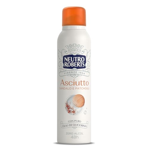 Neutro Roberts, Deospray trocken Sandelholz, Zero Alkohol, mit natürlicher Baumwolle, mit reinem Glycerinöl, dermatologisch getestet, Deodorant für Damen und Herren, 150 ml, 48h von Neutro Roberts