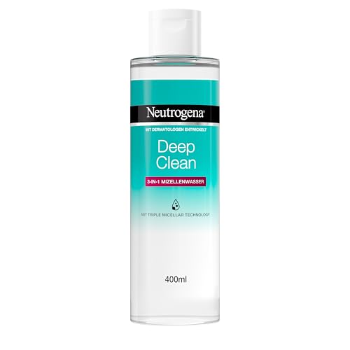 Neutrogena Deep Clean 3-in-1 Mizellenwasser, parfümfreie Gesichtsreinigung ohne Alkohol, sanfter Make-Up Entferner ohne Reiben, Mizellen Reinigungswasser für alle Hauttypen 400 ml von Neutrogena