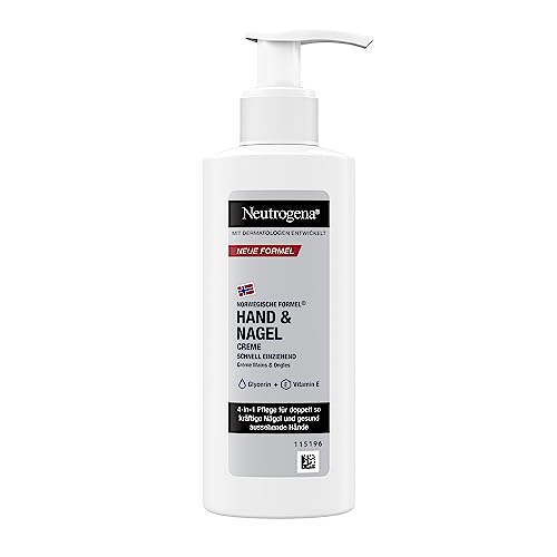 Neutrogena Hand & Nagel Creme (150 ml), feuchtigkeitsspendende Handcreme mit 4-in-1 Pflege für schöne Hände & Nägel, schnell einziehende Hautpflege mit Panthenol & Glycerin im Handcreme Spender von Neutrogena