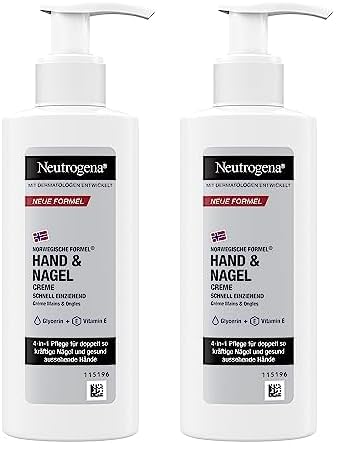 Neutrogena Hand & Nagel Creme (150 ml), feuchtigkeitsspendende Handcreme mit 4-in-1 Pflege für schöne Hände & Nägel, schnell einziehende Hautpflege mit Panthenol & Glycerin im Handcreme Spender von Neutrogena