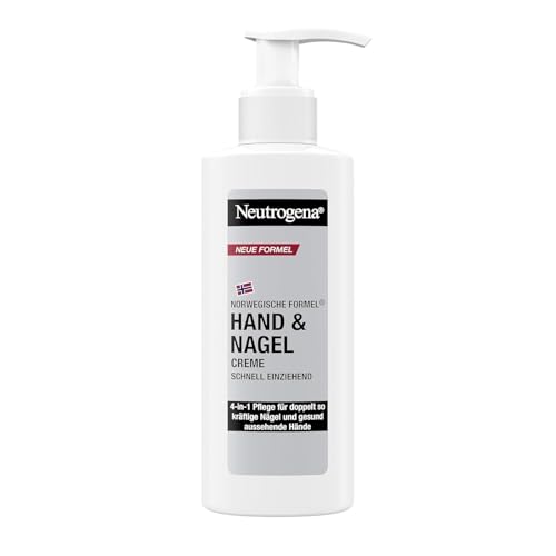 Neutrogena Hand und Nagel Creme 150 ml, feuchtigkeitsspendende Handcreme mit 4-in-1 Pflege für schöne Hände und Nägel, schnell einziehende Hautpflege mit Panthenol und Glycerin im Handcreme Spender von Neutrogena