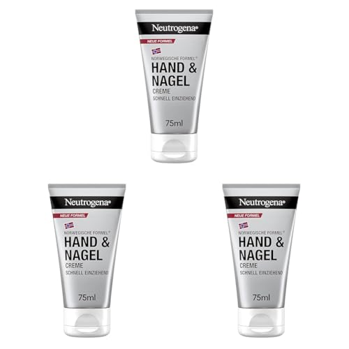 Neutrogena Hand & Nagel Creme (75 ml), feuchtigkeitsspendende Handcreme mit 4-in-1 Pflege für schöne Hände & Nägel, schnell einziehende Hautpflege mit Panthenol & Glycerin (Packung mit 3) von Neutrogena
