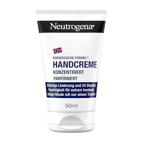 Neutrogena Handcreme konzentriert parfümiert, beruhigende Feuchtigkeitscreme gegen rissige Haut mit 40Prozent Glycerin + Vitamin E,sofort feuchtigkeitsspendende Handcreme für sehr trockene Hände 50 ml von Neutrogena