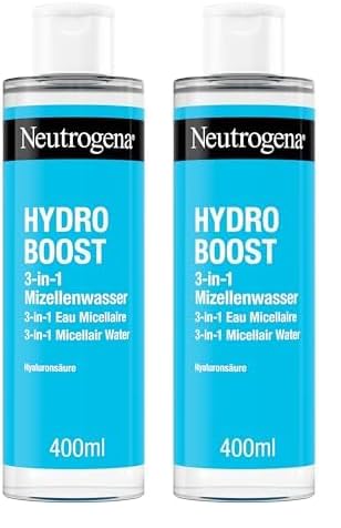 Neutrogena Hydro Boost 3-in-1 Mizellenwasser (400 ml), feuchtigkeitsspendende Gesichtsreinigung mit Hyaluronsäure, sanfter Make-Up Entferner ohne Reiben, für sensible Haut geeignet (Packung mit 2) von Neutrogena