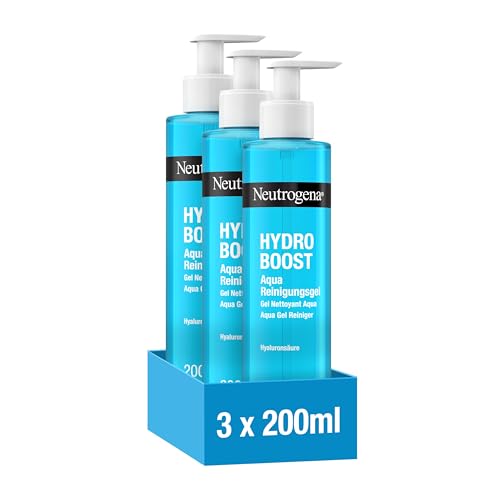 Neutrogena Hydro Boost Aqua Reinigungsgel(3x200ml), sanfte Gesichtsreinigung mit Hyaluronsäure und Glycerin, feuchtigkeitsspendender Make-up Entferner für alle Hauttypen,Sparset von Neutrogena