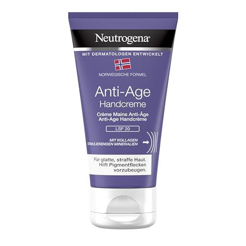 Neutrogena Norwegische Formel Anti-Age Handcreme mit LSF 20 (75 ml), pflegende Feuchtigkeitscreme mit Kollagen und stimulierenden Mineralien für glatte, straffe Haut von Neutrogena