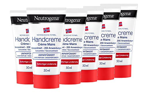 Neutrogena Norwegische Formel konzentrierte Handcreme für sehr trockene Hände, unparfümiert, 6x50ml von Neutrogena