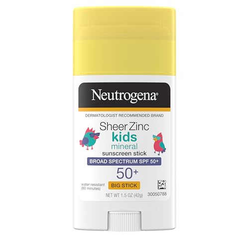 Neutrogena Sheer Zinc Oxide Kids Mineral Sunscreen Stick, Broad Spectrum SPF 50+ & UVA/UVB Protection & Water Resistant with Residue-Free, No-Mess Application, Oil- & Paraben-Free, oz von Neutrogena