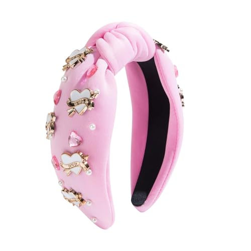 NevPuose Diadem mit Strasssteinen für Sie zum Valentinstag, breites Kopfband mit Strasssteinen und breitem Teil, modisches Accessoire von NevPuose