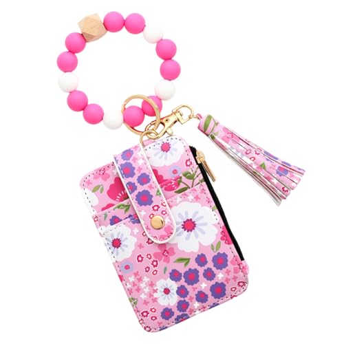 Wristlet Card Wallet - Frauen Kleine Geldbörse, Schutz | Stylish Reißverschlusskartenkoffer Mit Perlen-Schlüsselbund-Handgelenksgurt, Multifunktions-Mini-Brieftasche Für Bargeld, Karten Und Münz von NevPuose