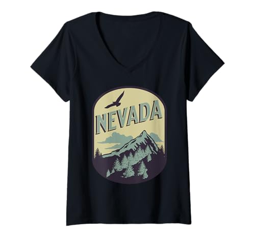 Damen Nevada T-Shirt mit V-Ausschnitt von Nevada USA Outdoor Vintage
