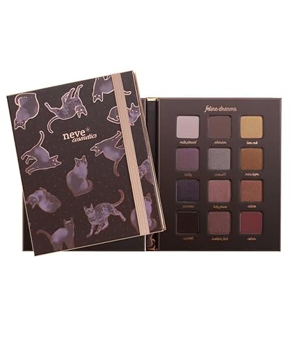 Neve Cosmetics ArtDiary Palette, 12 Lidschatten, um die Nuancen der Katzenschönheit zu erkunden | "Feline Dreams Palette" von Neve Cosmetics