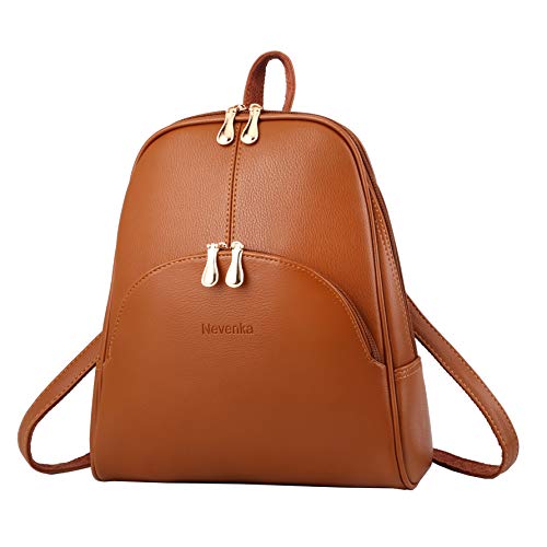 Nevenka damen markenbeutel rucksack handtasche pu-leder reißverschlussbeutel beiläufige rucksäcke umhängetaschen mittel braun von Nevenka