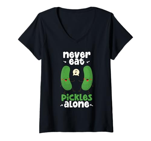 Damen Nie Essiggurken allein Essen, Gurken, Gurken, Gemüse, Gurken T-Shirt mit V-Ausschnitt Damen Nie Essiggurken allein Essen, Gurken, Gurken, Gemüse, Gurken T-Shirt mit V-Ausschnitt von Never Eat Pickles Alone