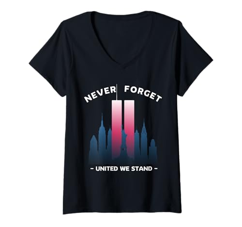 Damen Never Forget 11. September 2001 Memorial Day Amerikanische Flagge T-Shirt mit V-Ausschnitt Damen Never Forget 11. September 2001 Memorial Day Amerikanische Flagge T-Shirt mit V-Ausschnitt von Never Forget September 11 2001 Memorial Day USA