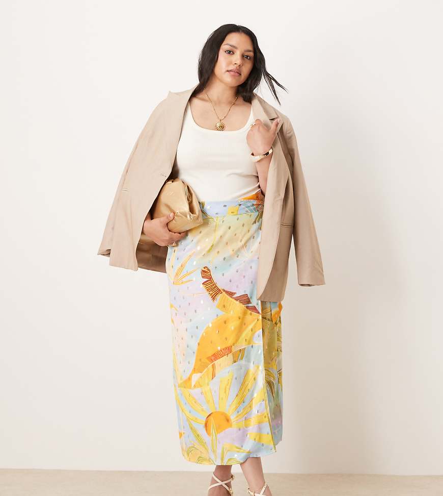 Never Fully Dressed Plus - Jaspre - Midaxi-Wickelrock mit gemischtem Print-Bunt Never Fully Dressed Plus - Jaspre - Midaxi-Wickelrock mit gemischtem Print-Bunt von Never Fully Dressed Plus
