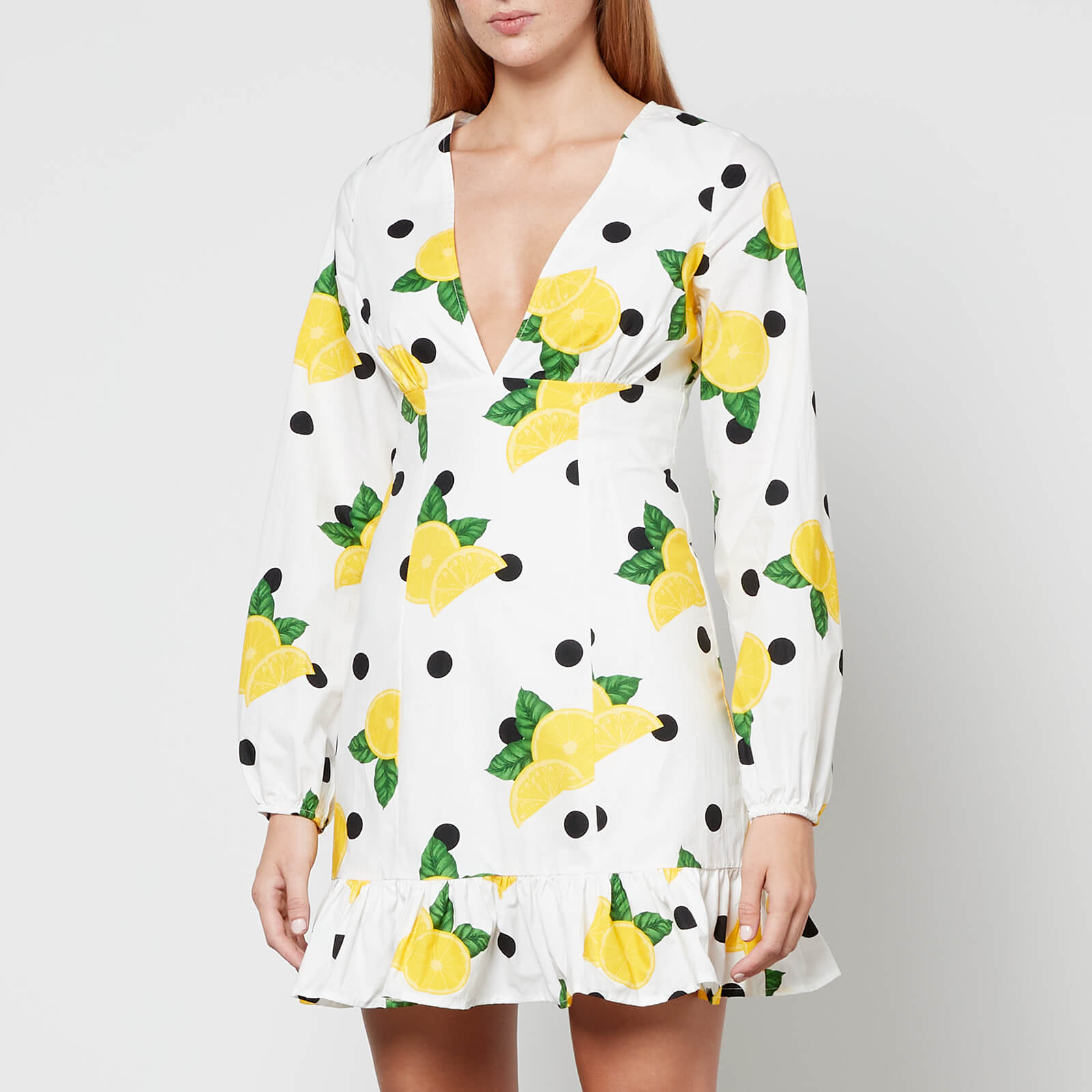 Never Fully Dressed Lemon Cha Cha Printed Cotton-Poplin Mini Dress - UK 12 von Never Fully Dressed